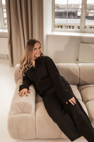 Ease in Knit melns adīts lounge komplekts