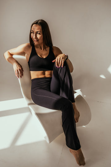 Black Sculpt Flare Tights