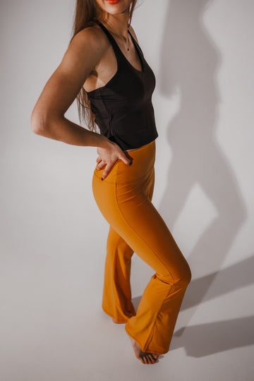 Sunset Orange Sculpt Flare Tights