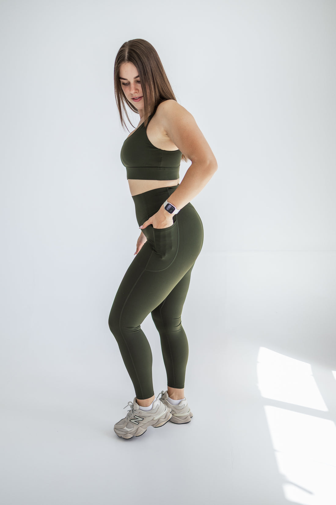 Compression Fit Deep Green legingi ar kabatām