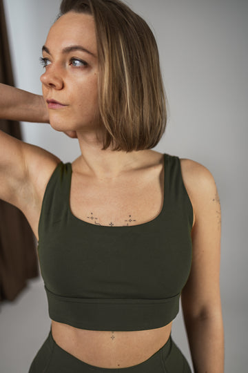 Compression Fit Deep Green High Support Bra