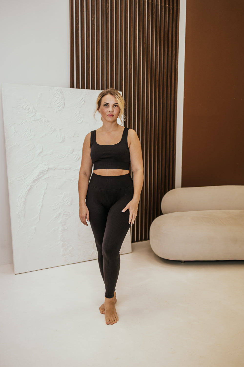Black Ribbed Seamless Tights