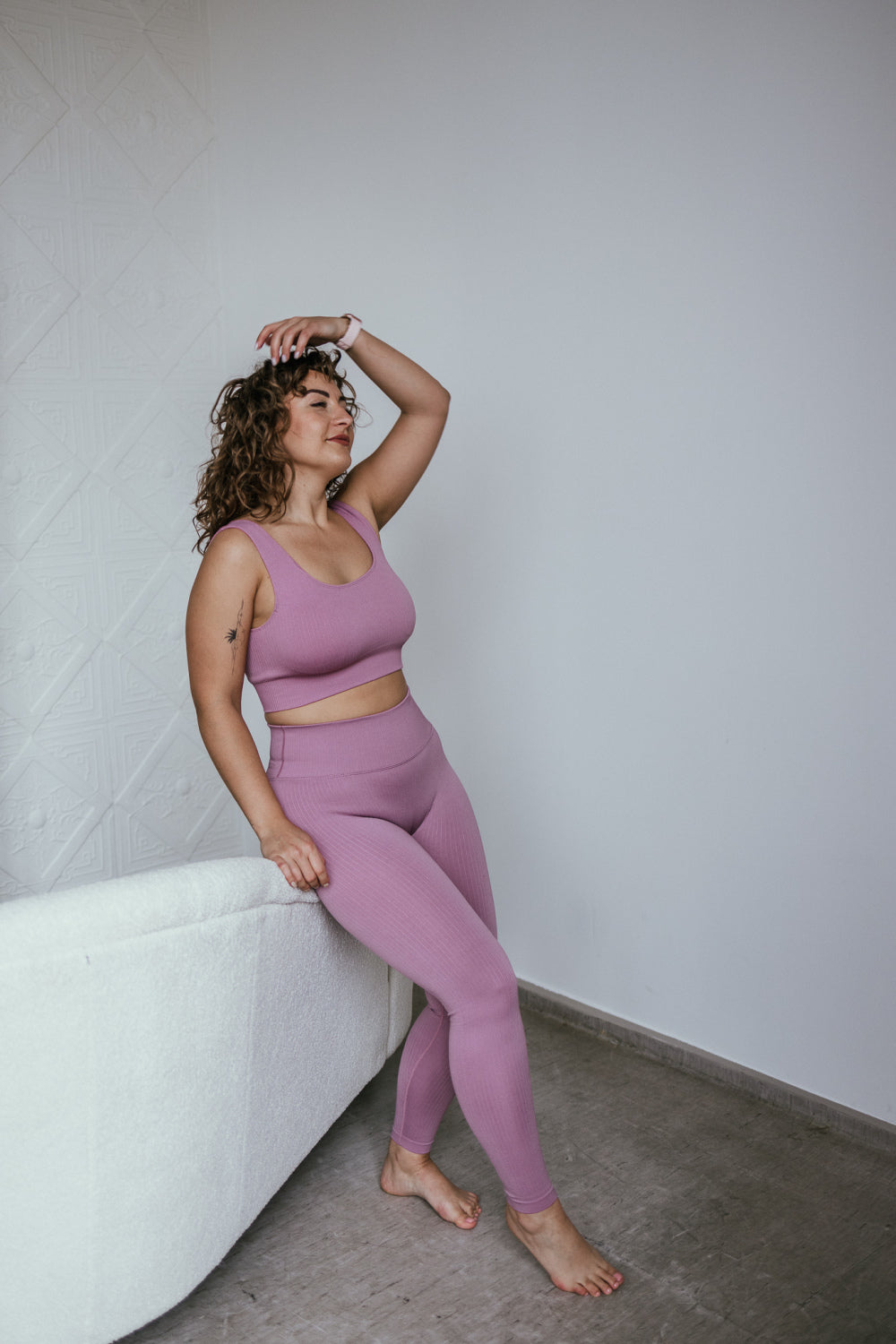 Raspberry Ribbed High Support Bra