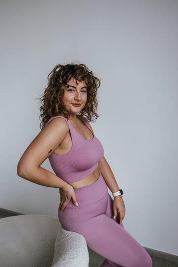 Raspberry Ribbed High Support Bra