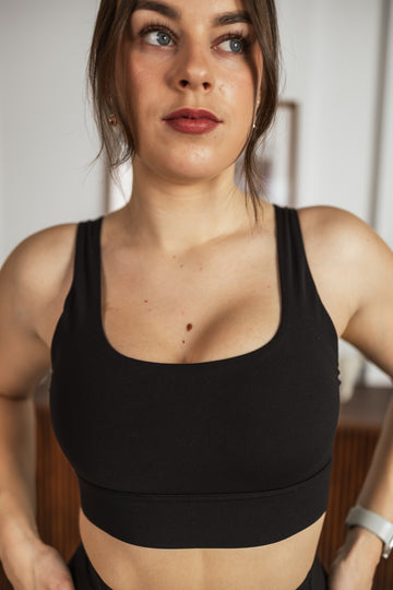 Compression Fit Black High Support Bra