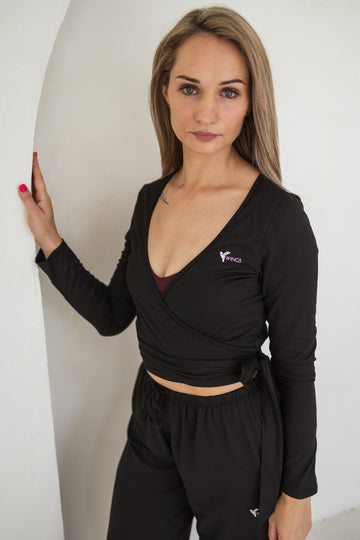 Black Wrap Long Sleeve Jacket