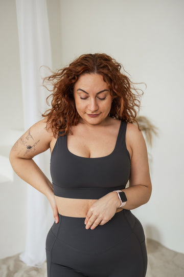 Compression Fit Graphite High Support Bra