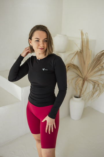 High Stretch Black Long Sleeve Top