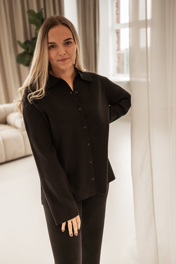 Black Ease In Knit Two Piece Loungewear
