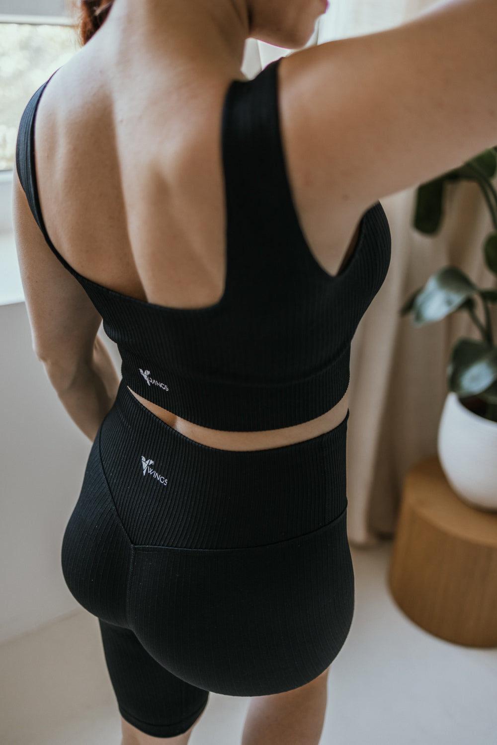Black Ribbed Seamless Biker Shorts